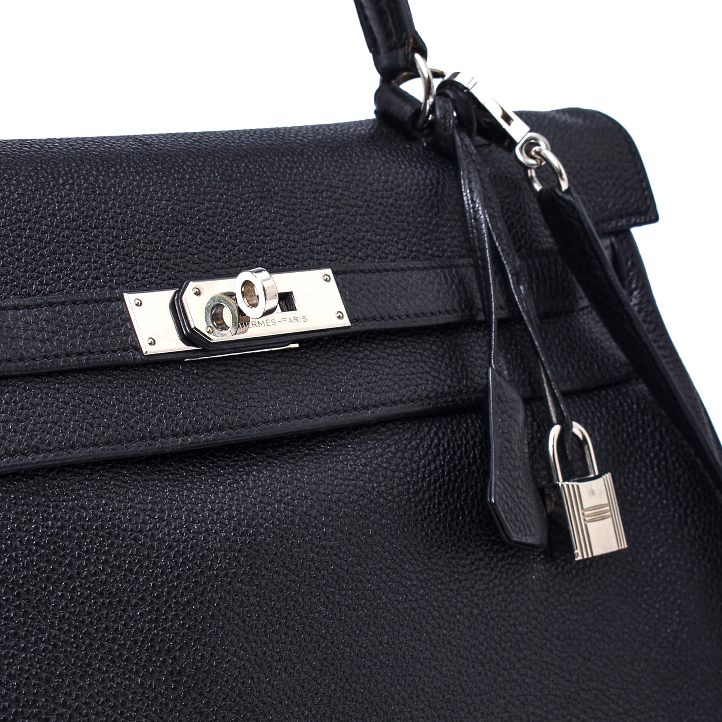 Hermes - Black Togo Leather PHW Kelly 35 Bag 